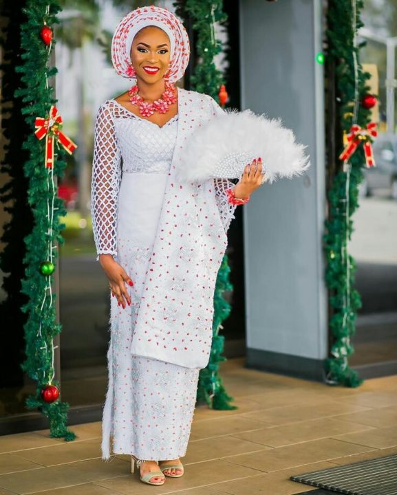 all white aso ebi style