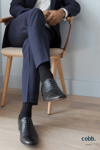 mens black shoe blue navy suit